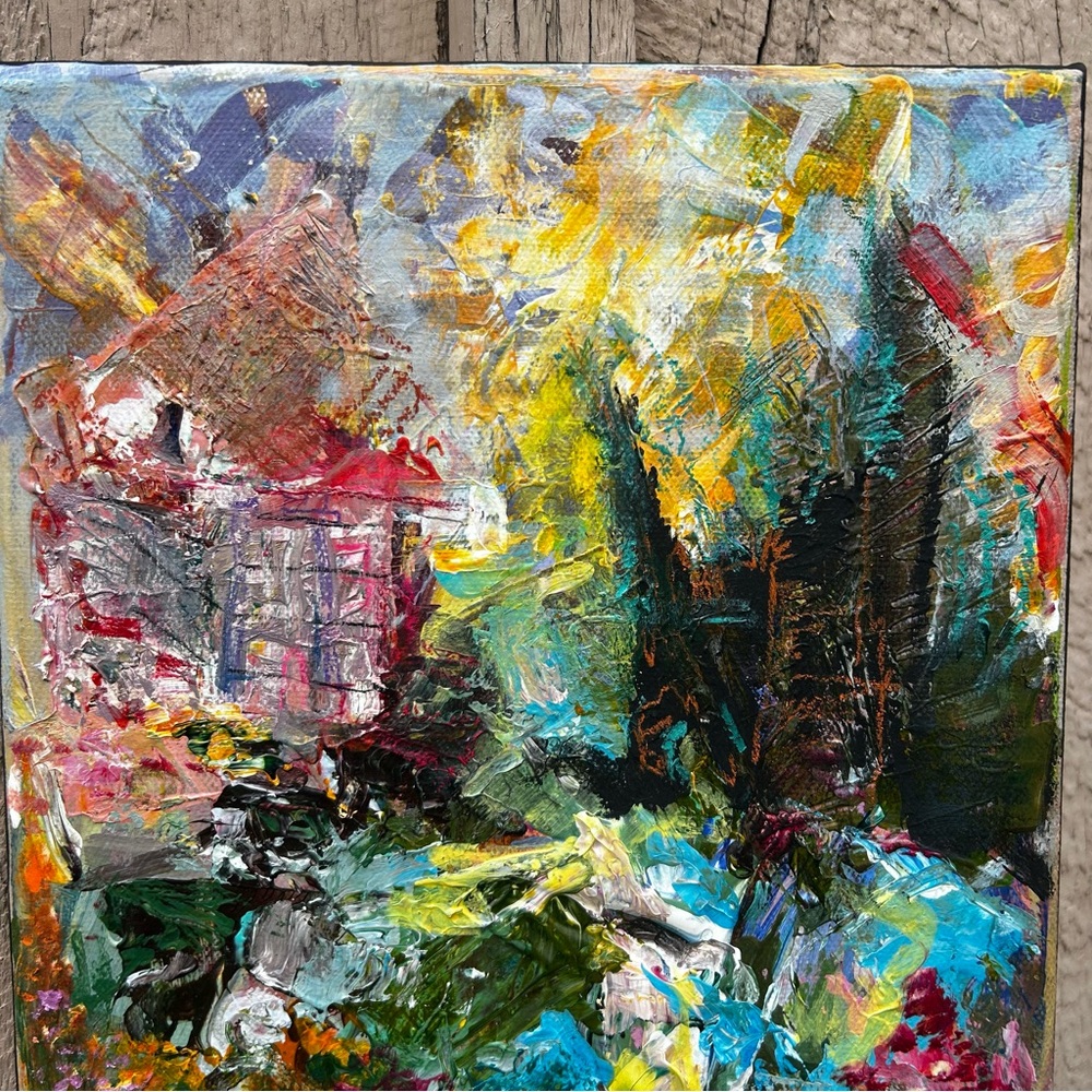 Vibrant Abstract landscape Oil Painting - Multicolor
8”x10” signed and sealed - Picture 3 of 5